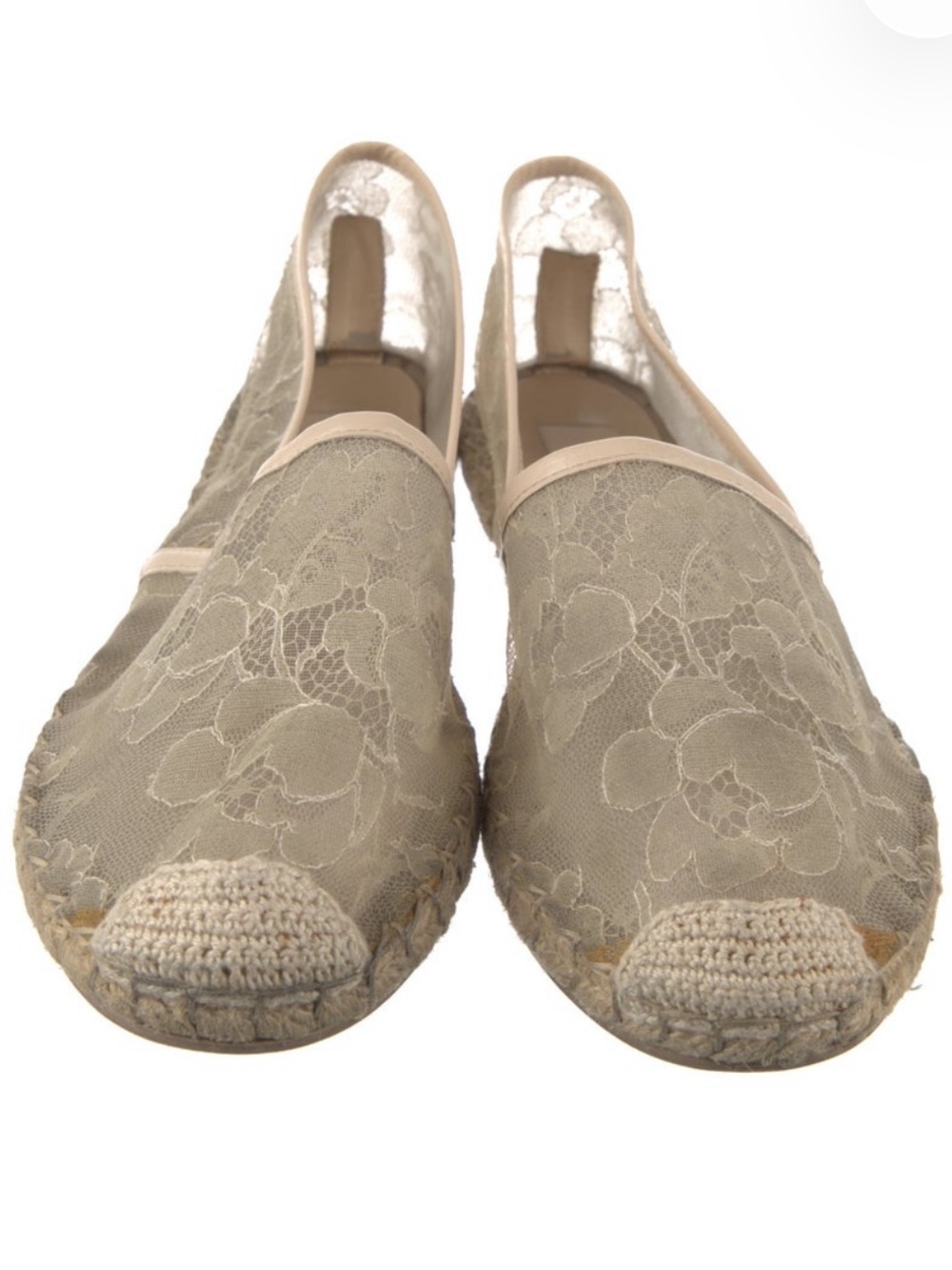 Valentino Beige Floral Lace Espadrilles